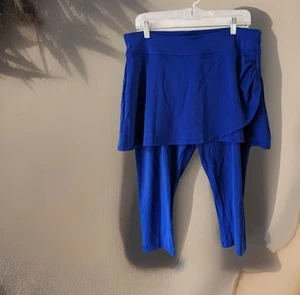 WOMAN WITHIN SWIMSUITS for ALL Size 16 Blue Skirted Swimsuit /Yoga Capri Bottom - Picture 1 of 5