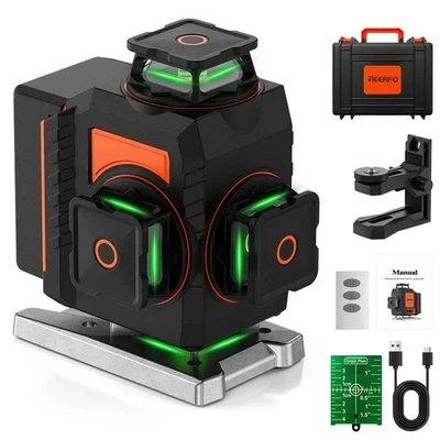 16-Line Laser Level 360° Self-Leveling Pro, 4x360° 4D Bright Green Cross Line... - Image 1 of 4