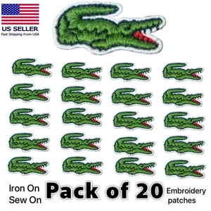 20x Green Crocodile Iron-On Sew-On Embroidered Patches Applique Badges Free Ship - Picture 1 of 5