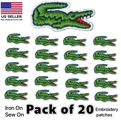 20x Green Crocodile Iron-On Sew-On Embroidered Patches Applique Badges Free Ship - Image 1 of 4