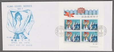 MayfairStamps Ryukyus FDC 1970 Souvenir Sheet Kumi-Odori Series No. 1 First Day - Image 1 of 2