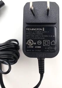 Cargador adaptador de corriente alterna de 5 V para afeitadora Remington PR1362 PR1385 PR1370 PA-0510N - Imagen 1 de 4