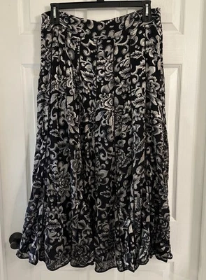 Falda Coldwater Creek Negra Plateada Terciopelo Burnout Caprichosa Bohemia Talla 16 Foto 1 de 4