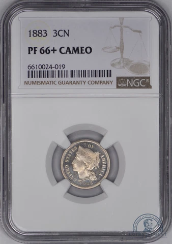 1883 Three Cent Nickel Proof 3CN NGC PF 66+ CAMEO (PR) Cover