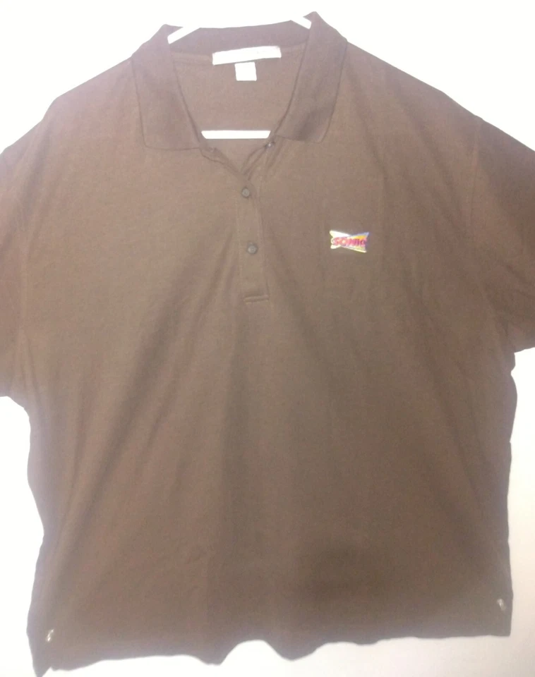 Uniforme de Empleado Sonic Drive-In 1X Polo Marrón Mangas Cortas NUEVO Foto 1 de 4