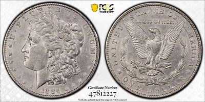 1884 P $1 MORGAN SILVER DOLLAR PCGS AU50 Protected by Gold Shield & TrueView - Image 1 of 3