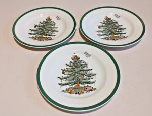 SPODE CHRISTMAS TREE 3 SALAD PLATES Excellent Condition England - Picture 1 of 3