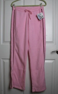 NUEVO CON ETIQUETAS DE COLECCIÓN Y2K Miken Rosa Terry Chándal Pantalones Acampanados Rayas Laterales Cordón M Jr Foto 1 de 4