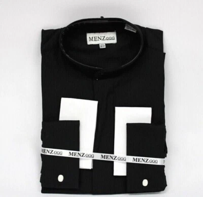 Camicia uomo clero romano collo intero manica lunga nera pastore predicatore ministro - Immagine 1 di 4