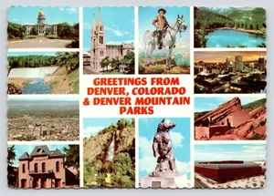 Tarjeta postal multivista Denver Mountains Parks Central City Dam Buffalo Bill Colorado - Imagen 1 de 4