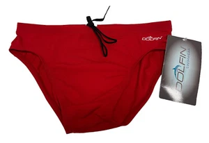 Dolfin MENS Briefs - Size 32 BRAND NEW SOLID RED DRAWSTRING NWOT BRIEF USA MADE - Picture 1 of 5