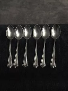 Sterling Silver Set Of 6 Spoons Portland By Whiting Mono W 122.6 Grams - Picture 1 of 4
