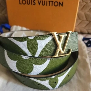 LOUIS VUITTON MONOGRAM GIANT BELT KHAKI BEIGE 30MM, SIZE 90CM or 36US, Box  - Picture 1 of 14