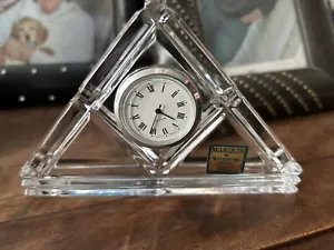 Waterford Germany Marquis Handcut Crystal Triangle Desk Clock 5.5" x 3.5" - Picture 1 of 3