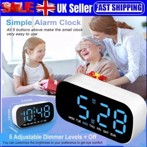 LED Electric Digital Alarm Clock Mains Power Mirror Display Bedroom Bedside UK - Picture 1 of 22