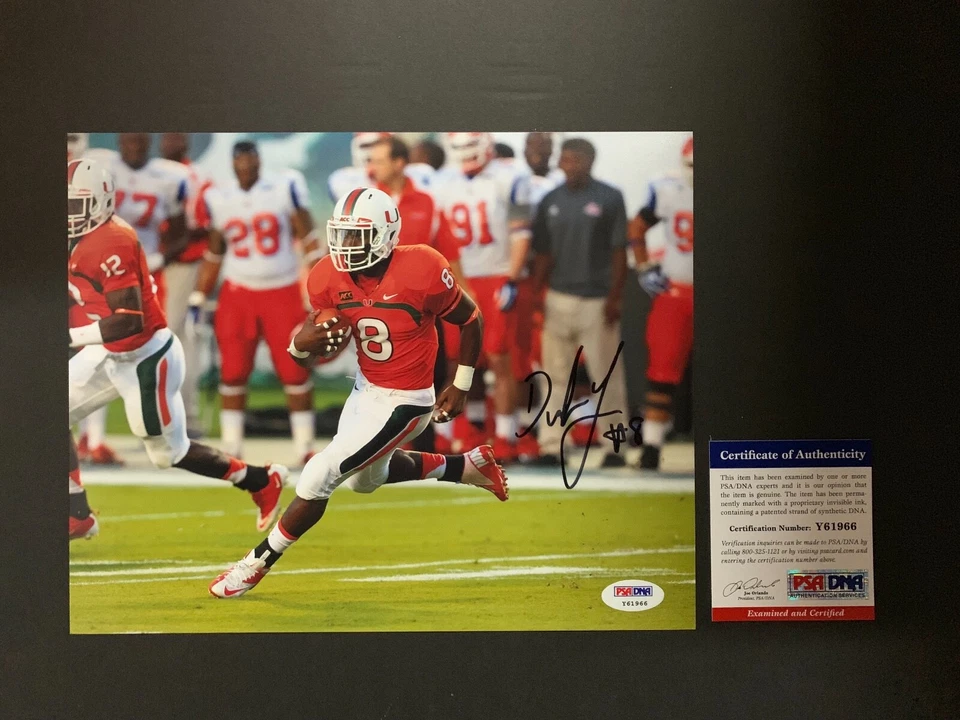 DUKE JOHNSON  MIAMI HURRICANES SIGNED 8X10 PHOTO PSA/DNA COA Y61966 - Image 1 of 1