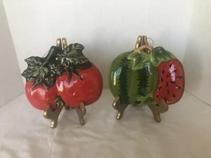 Vtg Ceramic Red Tomatoes & Watermelon Wall Art - Picture 1 of 20