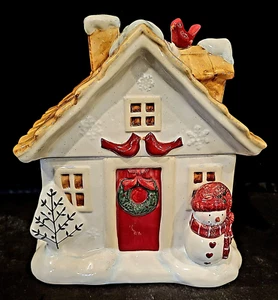 FRASCO DE GALLETAS ST NICHOLAS SQUARE WINTER WISHS BOTE DE NAVIDAD CASA MUÑECO DE NIEVE - Imagen 1 de 5