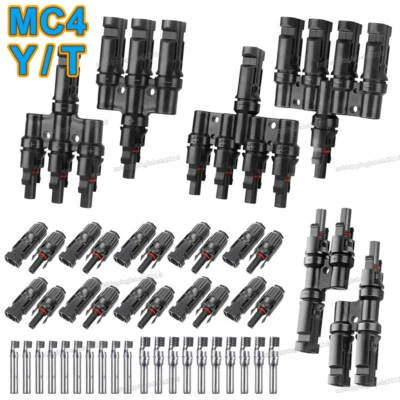 Panel Solar Y T Rama Cable Conexión Extensión Impermeable Adaptador Macho Hembra - Imagen 1 de 4