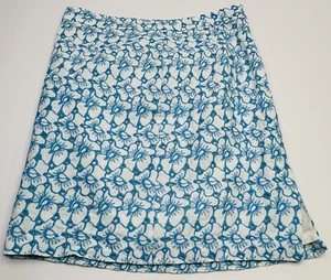 TALBOTS SKIRT Women’s 10P PETITE LINEN Blend Embroidered FLORAL BLUE & Off WHITE - Picture 1 of 12