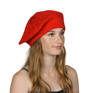 Gorra de calavera de invierno tejida con cable boina de esquí - roja - Imagen 1 de 4