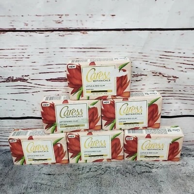 6x Caress Botanicals Lotus & Red Clay Bar Soap 5 oz New - Image 1 of 2