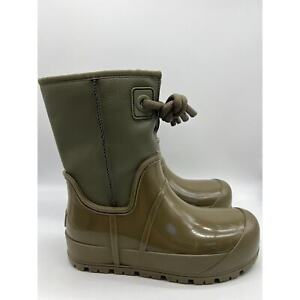 UGG Raincloud Short Lace Olive Rubber Rain Boots Women's Size 9 NEW🛒