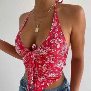 Print Halter Top Sexy Women V Neck Backless Off Shoulder Bandage. - Picture 1 of 11