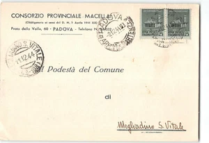 12851 REPUBBLICA SOCIALE RSI PADOVA CONSORZIO PROVINCIALE MACELLAI X MEGLIADINO - Picture 1 of 2
