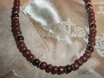Hand Crafted 19 inch Unisex Wood & Silver Bead NECKLACE with Lobster Clasp C-59 - Image 1 of 3