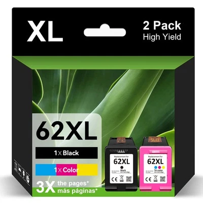 Cartuchos de tinta 62XL XXL color negro para HP 62 Envy 5660 7640 7645 OfficeJet 5740 Foto 1 de 4