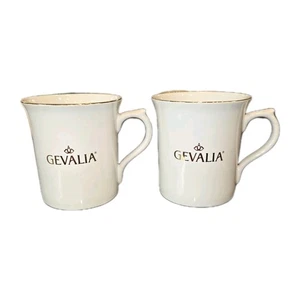 2x Gevalia Kaffe Coffee Mug Tea Cup White Gold Rim - Picture 1 of 4
