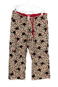 Disney Minnie Mouse Talla L (12-14) Mujer Pijama Pantalones Estampado Leopardo Rojo Cordón - Imagen 1 de 8