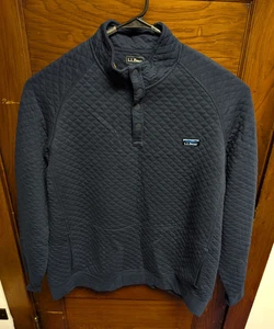 Felpa pullover LL Bean trapuntata a scatto finto collo blu navy XXL alta escursionismo - Foto 1 di 9