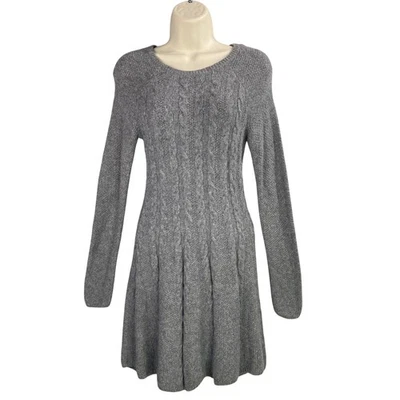 Vestido Suéter Tejido con Cable Y2k Hollister Gris Manga Larga Pequeño Preppy Dinero Antiguo Foto 1 de 4