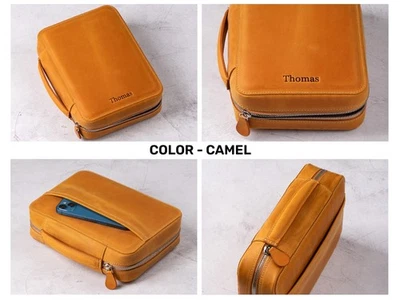 Estuche de cuero para cigarros - Caja humidor de viaje personalizada y accesorios para bolsa de cigarros Foto 1 de 4