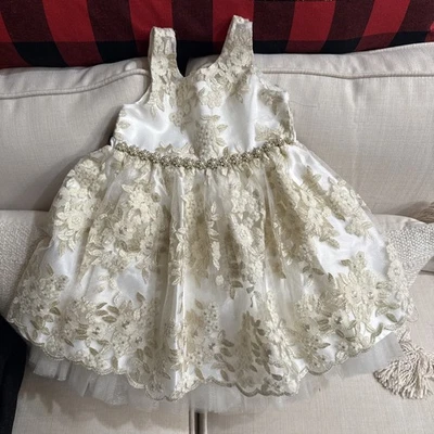 Vestido Princesa Americana Marfil Encaje Niñas Talla 3T Elegante Formal Foto 1 de 3