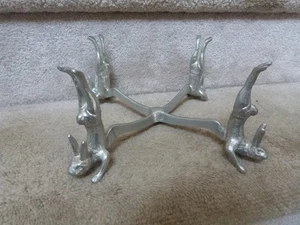 Vintage 1986 Arthur Court großer Aluminium Handständer Kaninchen Schüssel Ständer Basis Halter 11" - Bild 1 von 8