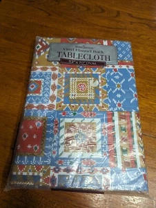 Home Trends Aztec Print Theme Tablecloth Vinyl Flannel Back 52x70 Oval NEW - Picture 1 of 4