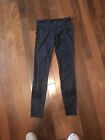 Under Armour Au  Black Gray Striped Leggings Small Workout Exercise Gear