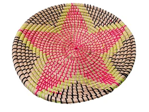 Threshold Hand Woven Natural Seagrass Star Coil Boho Basket Bowl Tray Wall Decor - Picture 1 of 10