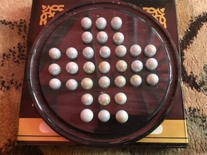 Vintage Marble Solitaire marble stone base with lovely 33 luxury marbles boxed. - Picture 1 of 6