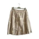 Prada Beige Linen Pleated Skirt, Applique & Embroidery, Size  44 Italian/US 12