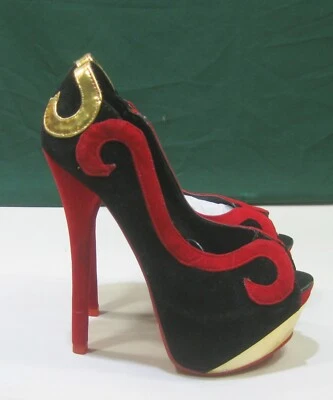 NUEVO NEGRO/ROJO 6" Tacón Alto 2" Plataforma PEEP Puntera Zapatos Mujer Talla 5.5 Foto 1 de 4