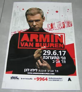 Armin van Buuren a Tel Aviv, Israele. 29 giugno 2017 POSTER PROMO ORIGINALE RARO - Foto 1 di 1