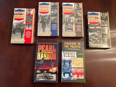 6 World War II VCR Videotapes  Victory in Europe 4 Vols + Pearl Harbor + Pacific - Image 1 of 4