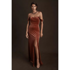 NEW Jenny Yoo Issa Off-The-Shoulder Stretch Velvet Column Gown English Rose 16
