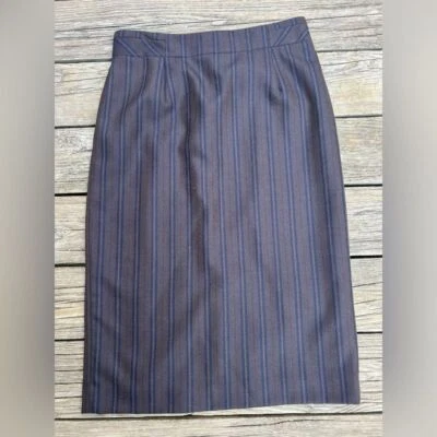 Falda Pendleton Mujer Marrón Rayas Sarga Lana Hasta la Rodilla Recta y Lápiz 12 Foto 1 de 4