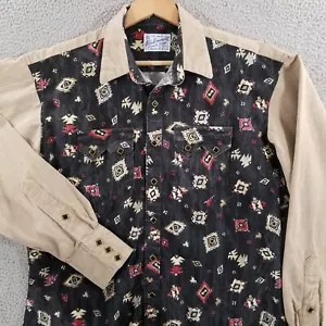 Camisa Rockmount Ranch Wear 16 36 Lona Negro Diamante Diente de Sierra Suroeste Rodeo - Imagen 1 de 22