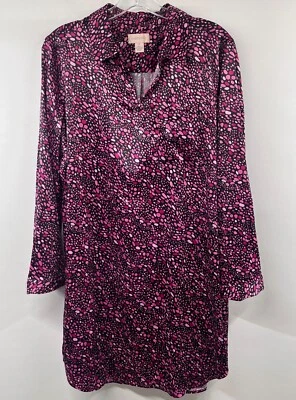 Camisola feminina Cabernet tamanho M cetim manga comprida gola V rosa/preto - Imagem 1 de 4